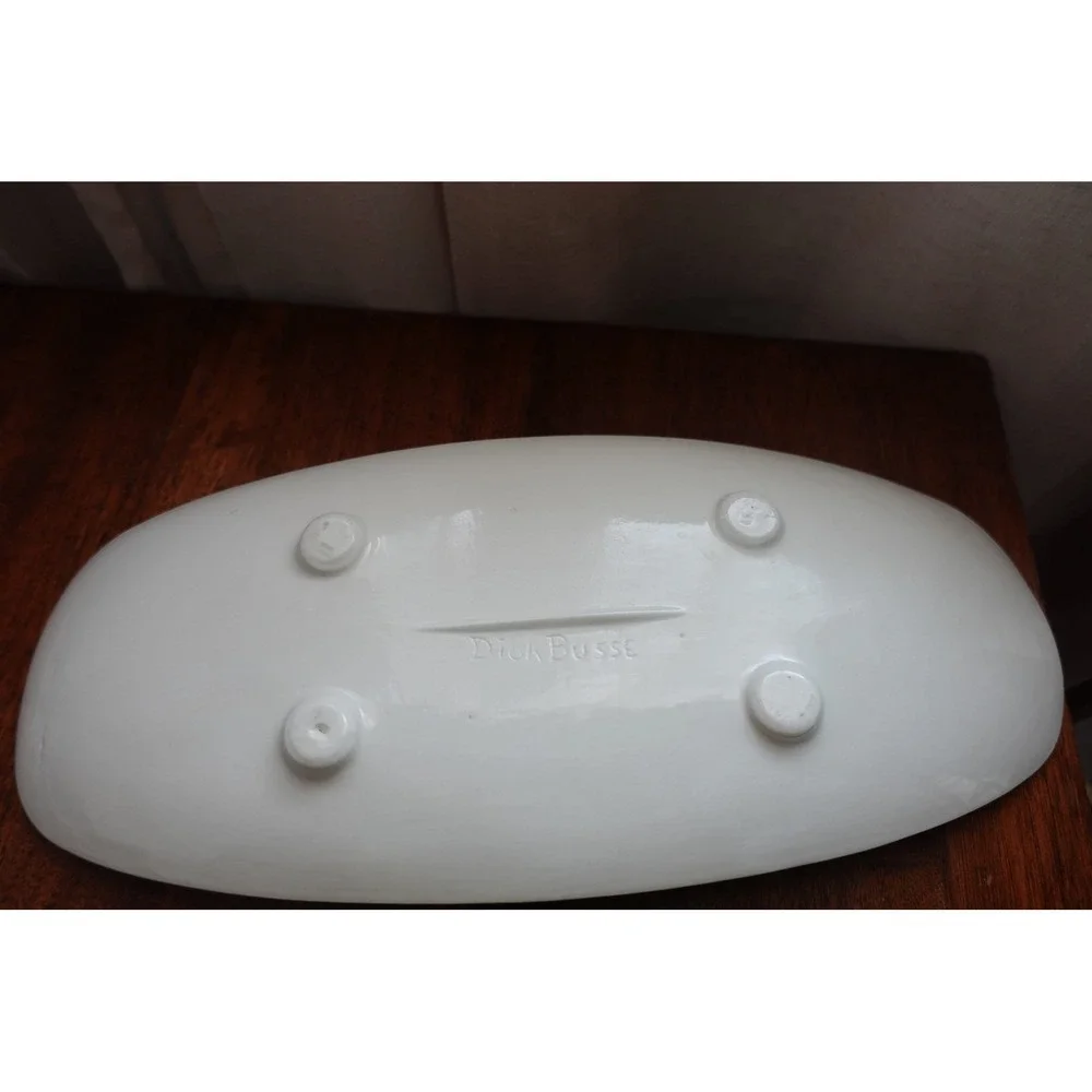 Signed Dick Busse Porcelain Tray | Vintage Floral Oblong Serving‎ Tray